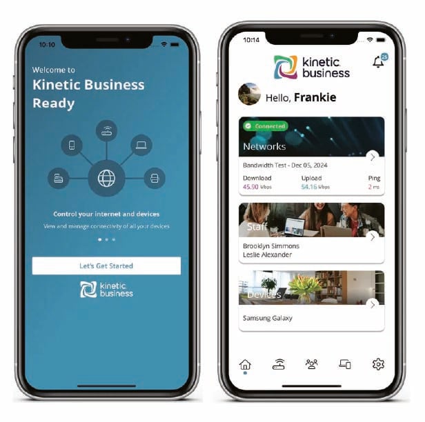Business Ready Internet Services mobile app screen by Kinetic Business